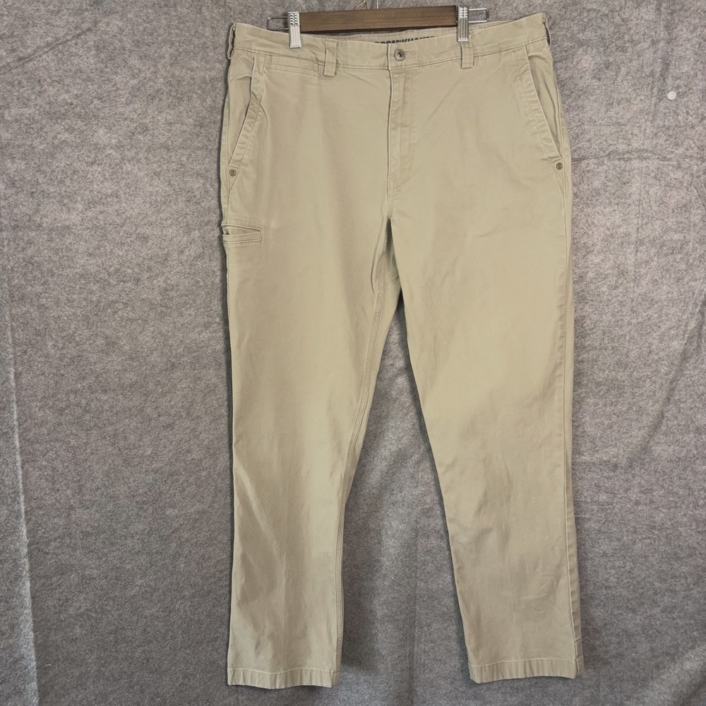 Duluth Flex Ballroom Khaki Pants 36 x 31 Khaki Canvas Cargo Workwear - SIZE NOTE